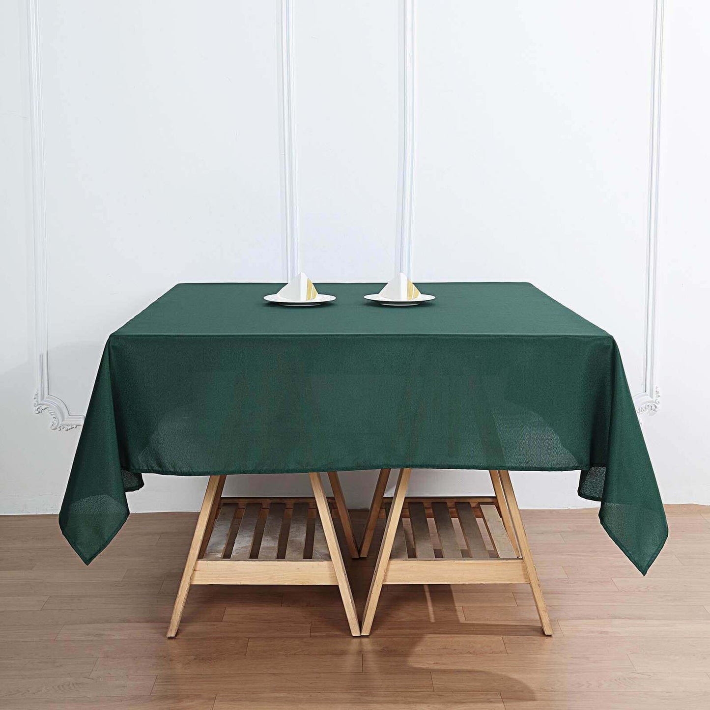 Polyester 70"x70" Table Overlay Square Tablecloth Hunter Emerald Green - Wrinkle-Resistant & Durable Table Cover