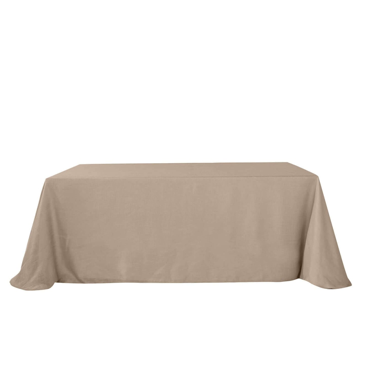 Faux Linen 90"x156" Rectangular Tablecloth Taupe - Slubby Texture Wrinkle-Resistant Seamless Table Cover