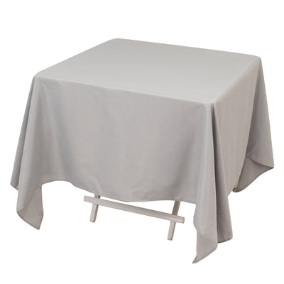 Premium Polyester Square Tablecloth 70’’x70’’ Silver 220GSM Wrinkle-Resistant Table Cover - Tablecloths