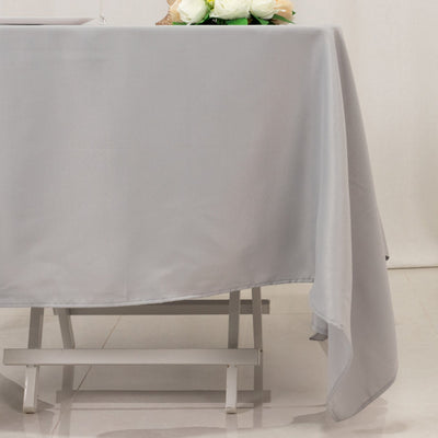 Premium Polyester Square Tablecloth 70’’x70’’ Silver 220GSM Wrinkle-Resistant Table Cover - Tablecloths