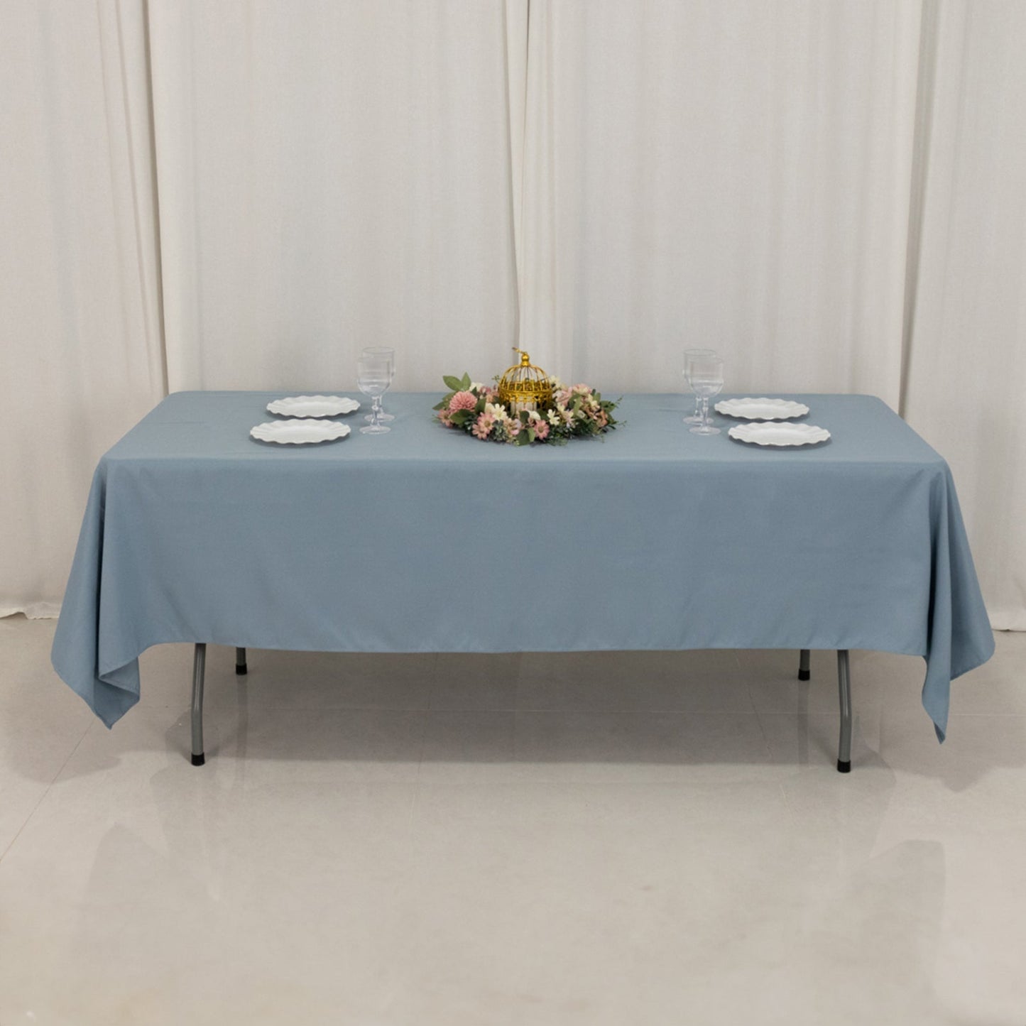 Premium Polyester 60"x102" Rectangle Tablecloth Dusty Blue - Durable 220GSM Wrinkle-Resistant Table Cover