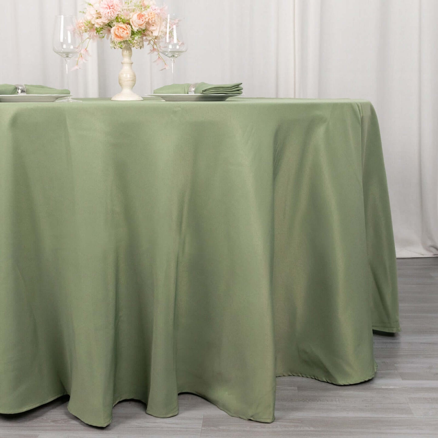 Premium Polyester 120" Round Tablecloth Dusty Sage Green - Seamless 220GSM Wrinkle-Resistant Table Cover