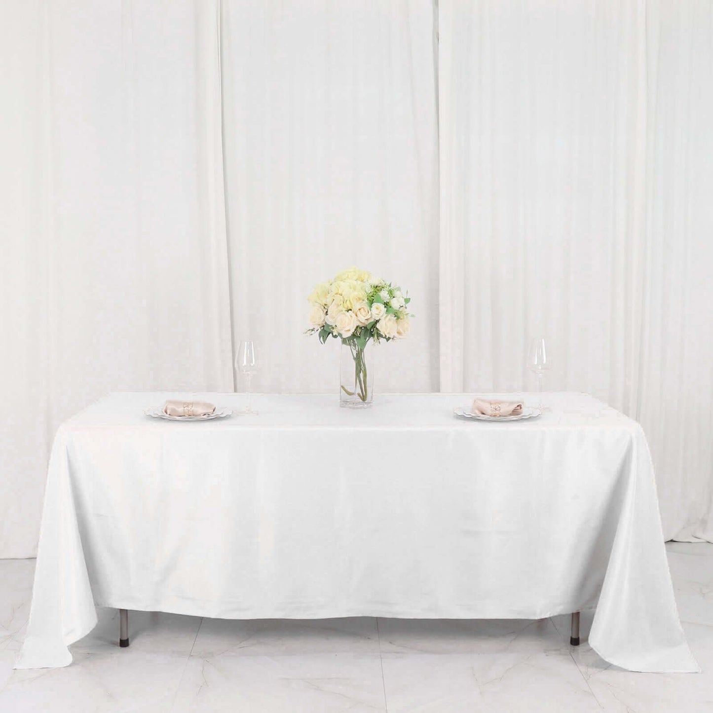 Polyester 72"x120" Rectangle Tablecloth White - Durable and Stylish Table Cover for Events
