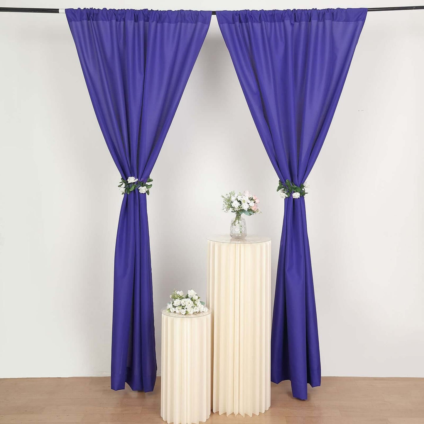 2 Pack Purple Polyester Event Curtain Drapes, 10ftx8ft Backdrop Event Panels With Rod Pockets 130 GSM