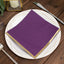 50-Pack Paper Beverage Napkins with Gold Foil Edge Purple - Disposable 2 Ply Cocktail Napkins for Events 6.5"x6.5"