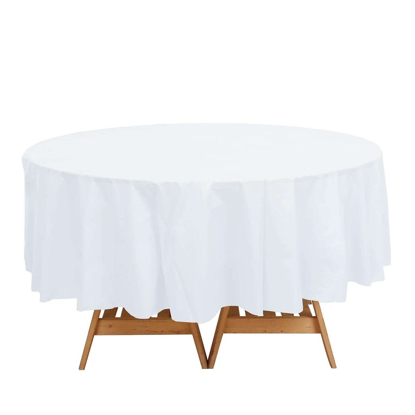 5-Pack Plastic Table Covers White Round - Durable PVC Disposable Tablecloths for Events 84"