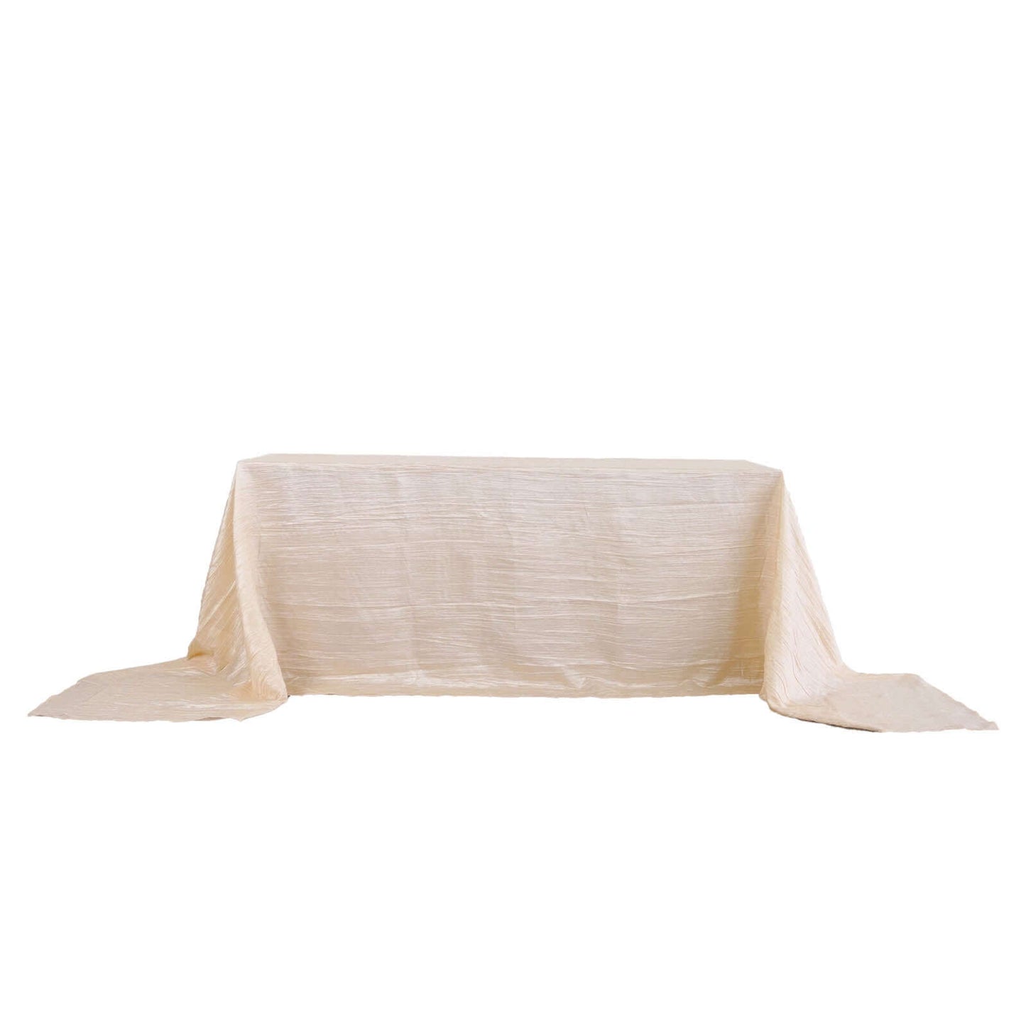 Taffeta 90"x156" Rectangle Tablecloth Beige - Accordion Crinkle Seamless Table Cover