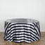 Satin 120" Round Tablecloth Black/White - Stripe Design with Seamless Silky Smooth Finish Table Cover