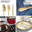24-Pack Plastic Forks Baroque Style Metallic Gold - Heavy Duty Disposable Silverware 8"