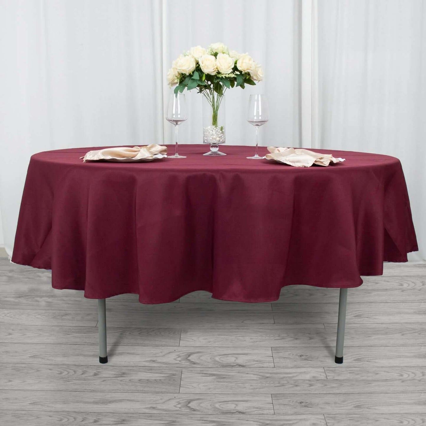 Premium Polyester 90" Round Tablecloth Burgundy - Stain and Wrinkle-Resistant Design with 220GSM Thickness Table Cover