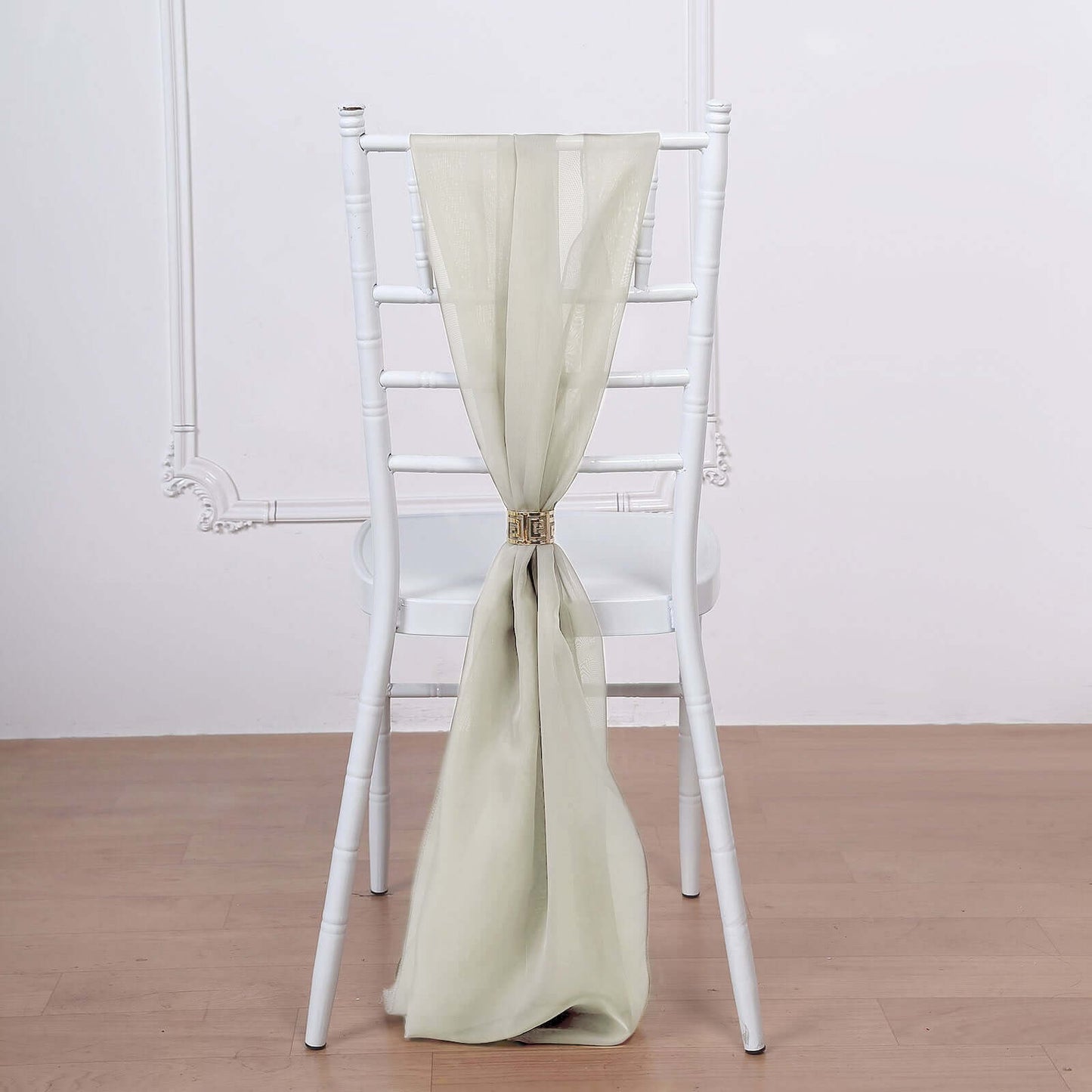 5 Pack Chiffon Chair Sashes Beige - Soft & Lightweight Designer Chair Bows 22"x78"