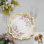 25-Pack Paper 10" Dinner Plates in White with Floral Print & Gold Scallop Rim - Disposable 300GSM Party Plates for Cocktail Events & Receptions