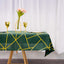 Polyester 54"x54" Square Tablecloth Hunter Emerald Green with Gold Foil Geometric Pattern - Wrinkle-Resistant & Durable Table Cover