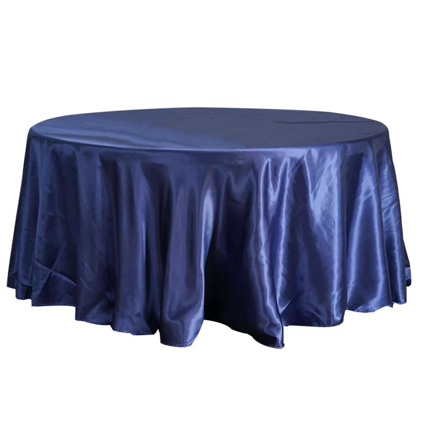 Satin 108" Round Tablecloth Navy Blue - Smooth and Lustrous Table Cover