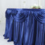 Satin 14ft Table Skirt Navy Blue - Pleated Double Drape Table Cover