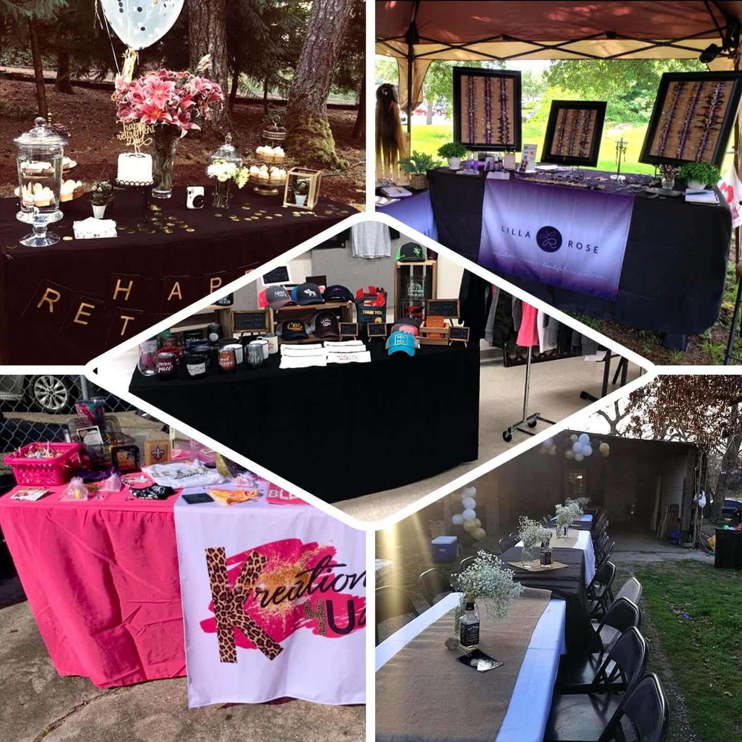 Fitted Polyester 72"x30" Rectangle Tablecloth Pink - Durable and Easy to Maintain Table Cover