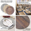 6-Pack Plastic Round Charger Plates 13" in Dark Brown with Faux Wood Finish, Rustic Boho Chic Dinner Party Charger Tableware
