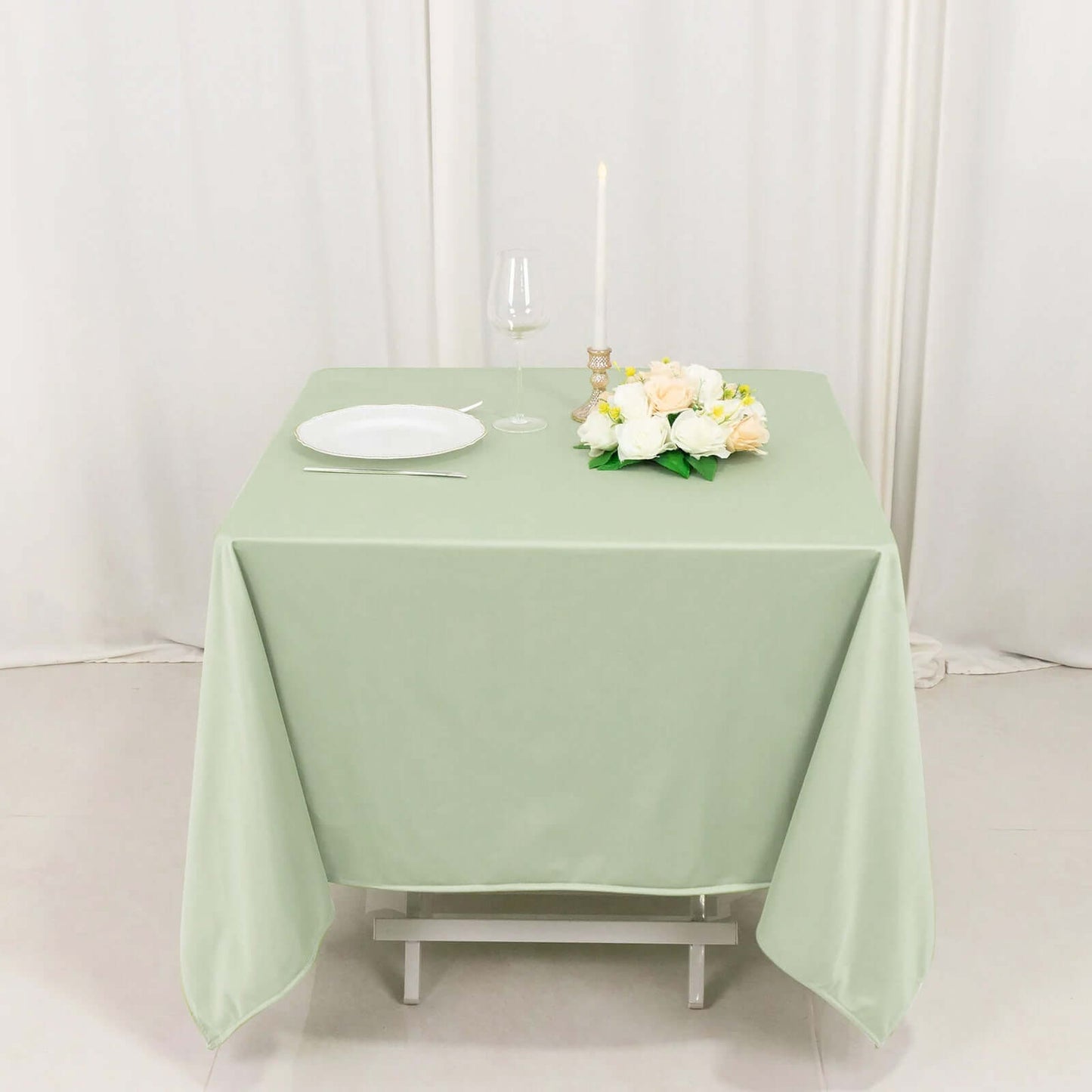 Scuba Square 70"x70" Tablecloth Sage Green - Wrinkle Free & Stain Resistant Table Cover