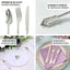 24 Pcs Plastic Silverware Set in Baroque Style Metallic Silver - Heavy Duty Disposable Knife, Fork, and Spoon Set