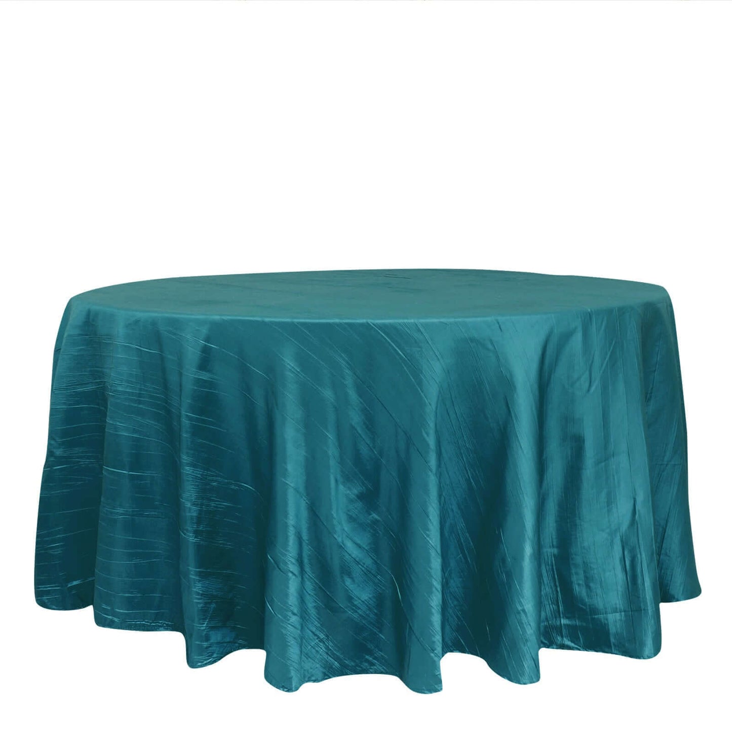 Taffeta 120" Round Tablecloth Teal - Seamless Accordion Crinkle Table Cover
