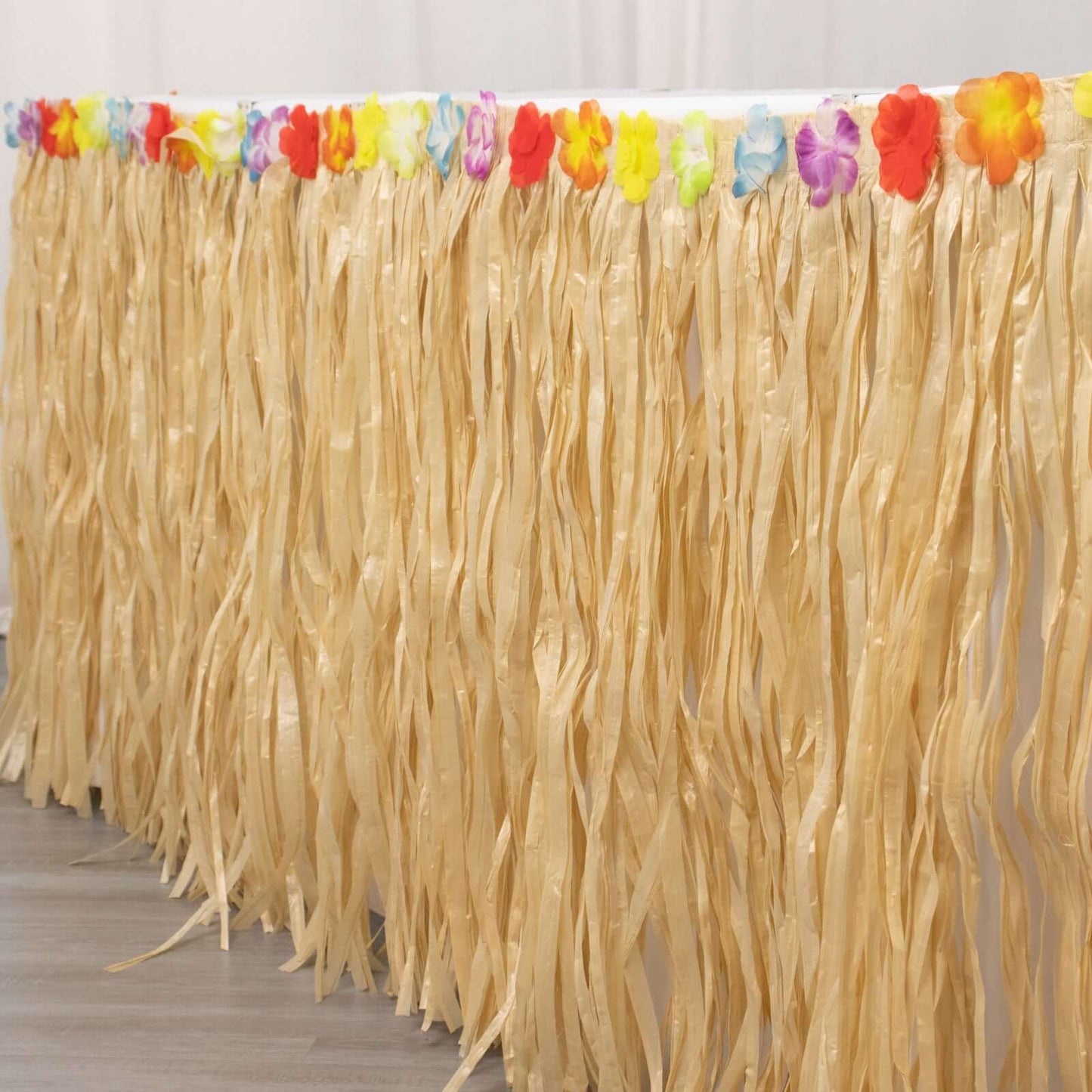 Raffia Grass Table Skirt Natural - Rustic Skirt for Hawaiian Party Decor 9ft