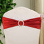 5 Pack Metallic Spandex Chair Sashes Red - Stretch Fit Chair Bands With Round Diamond Buckles