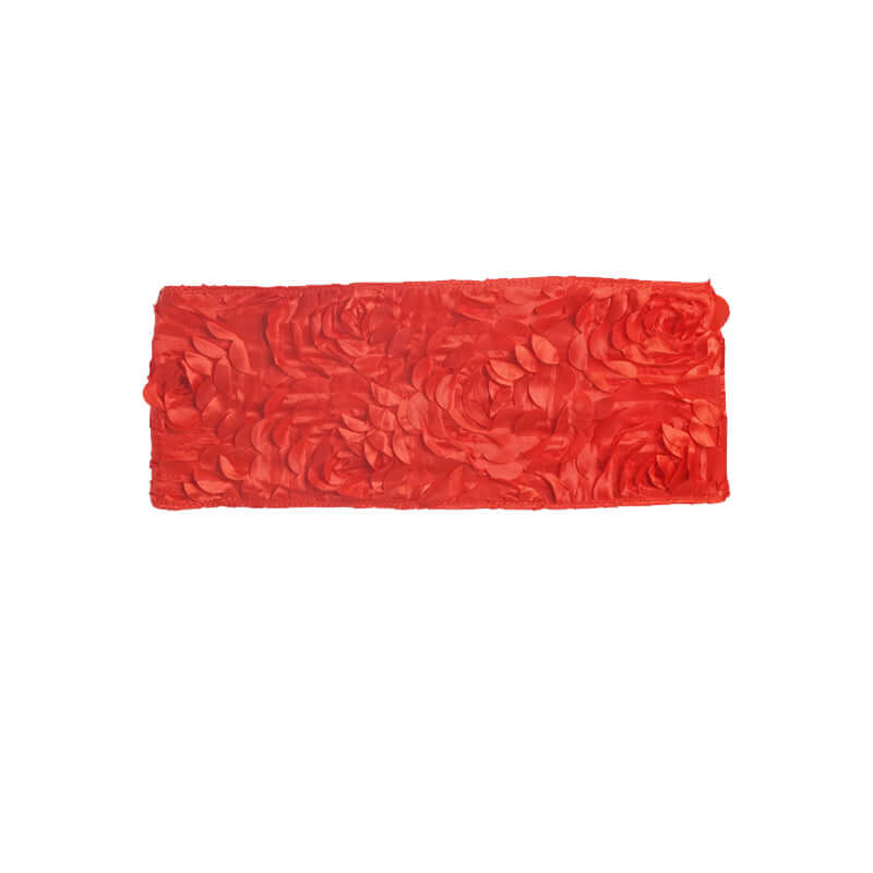 5 Pack Satin Spandex Chair Sashes Red - Rosette Design Stretch Chair Bands 6"x14"