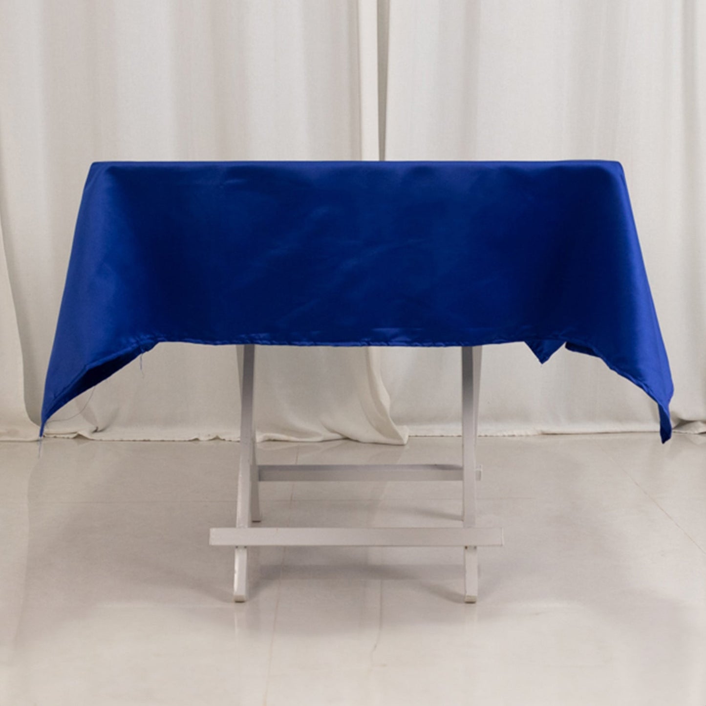 Lamour Satin 54"x54" Square Tablecloth Royal Blue - Durable & Silk-Like Table Cover