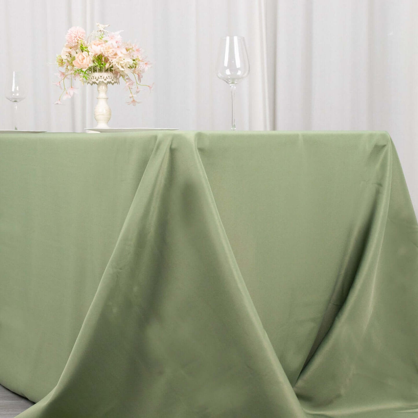 Premium Polyester 90"x156" Rectangle Tablecloth Dusty Sage Green - Seamless 220GSM Stain-Resistant Table Cover