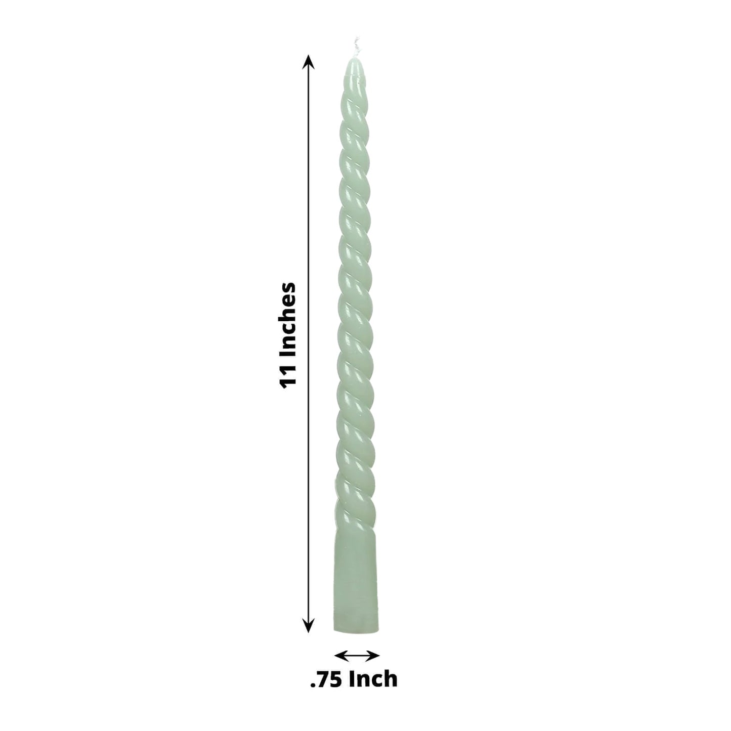 12 Pack 11" Sage Green Premium Unscented Spiral Wax Taper Candles, Long Burn Wick Dinner Candle Sticks