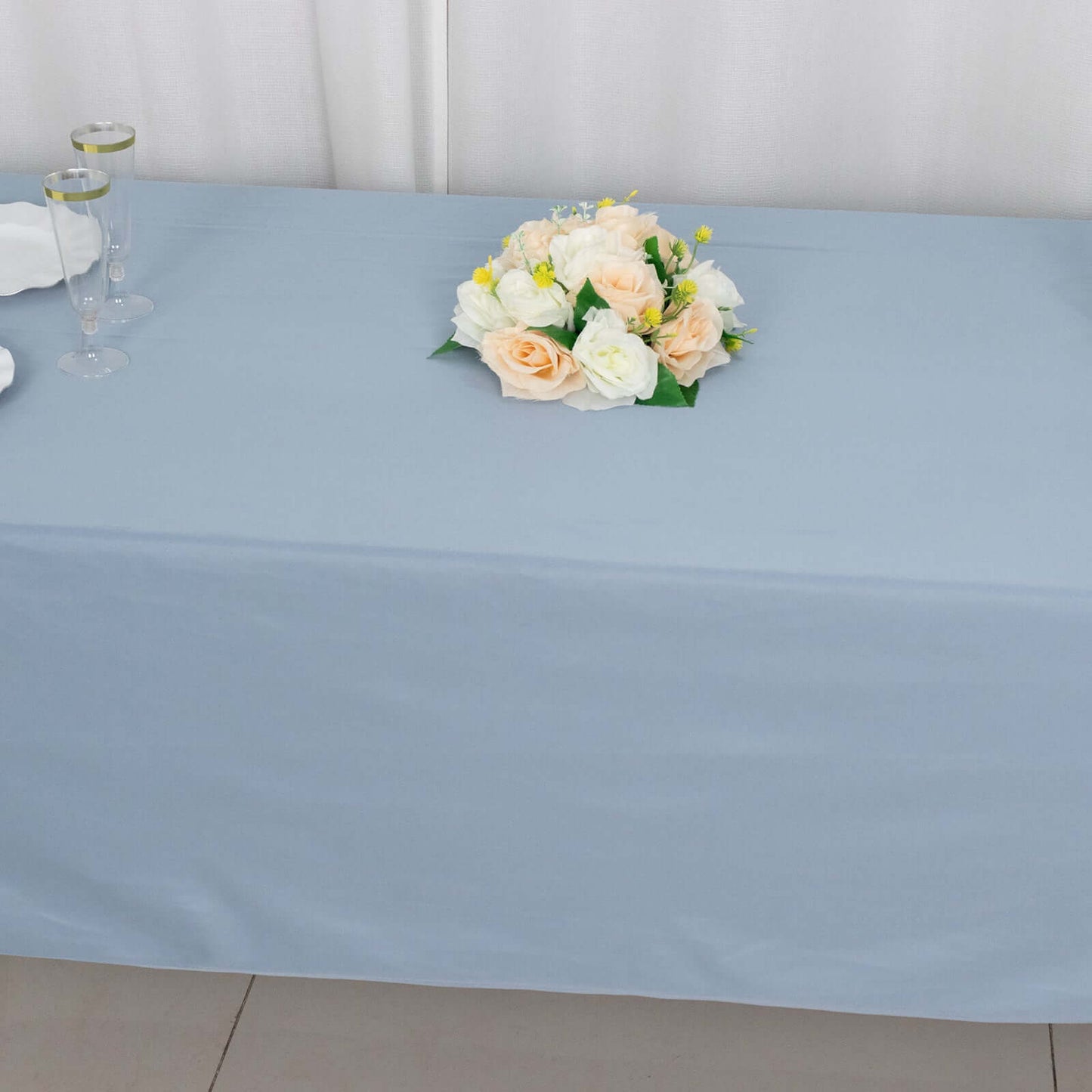 Scuba Rectangular 60"x102" Tablecloth Dusty Blue - Wrinkle Free & Stain Resistant Table Cover