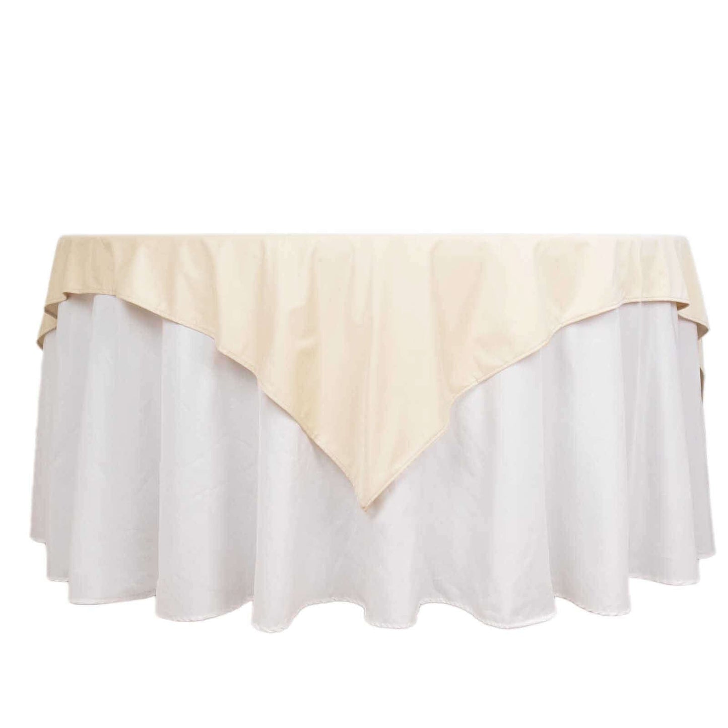 Scuba 70"x70" Table Overlay Square Tablecloth Beige - Wrinkle Free & Stain Resistant Table Cover