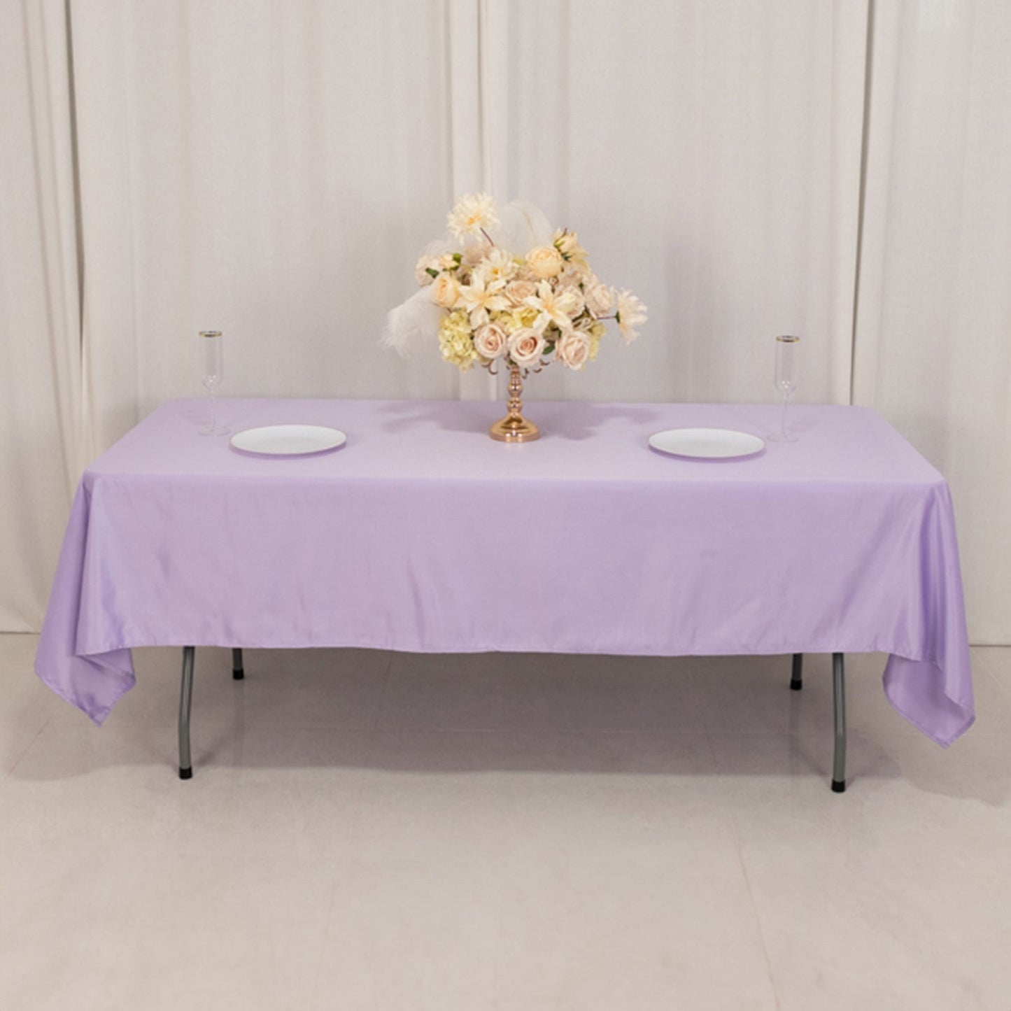 Lamour Satin 60"x102" Rectangle Tablecloth Lavender Lilac - Durable & Silky Soft Feel Table Cover