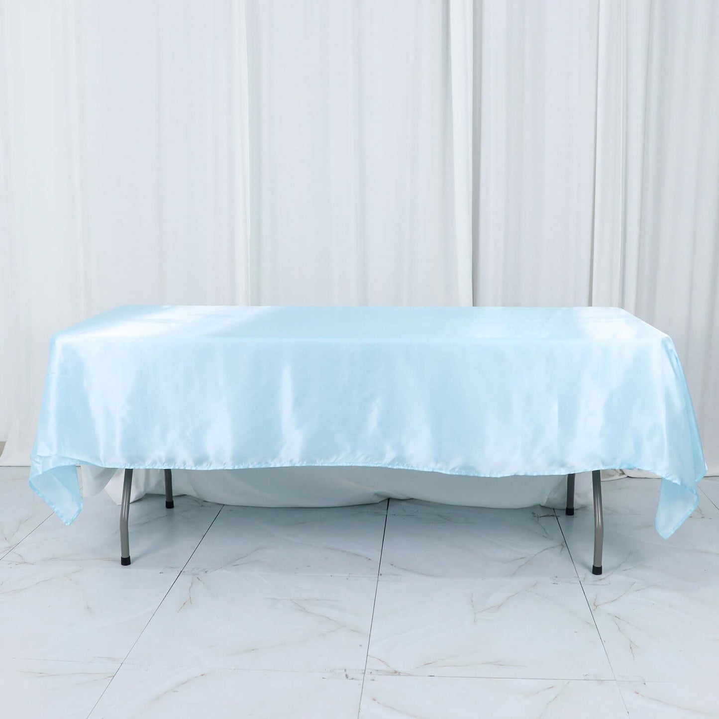 Satin Rectangular 60"x102" Tablecloth Light Blue - Smooth and Lustrous Table Cover