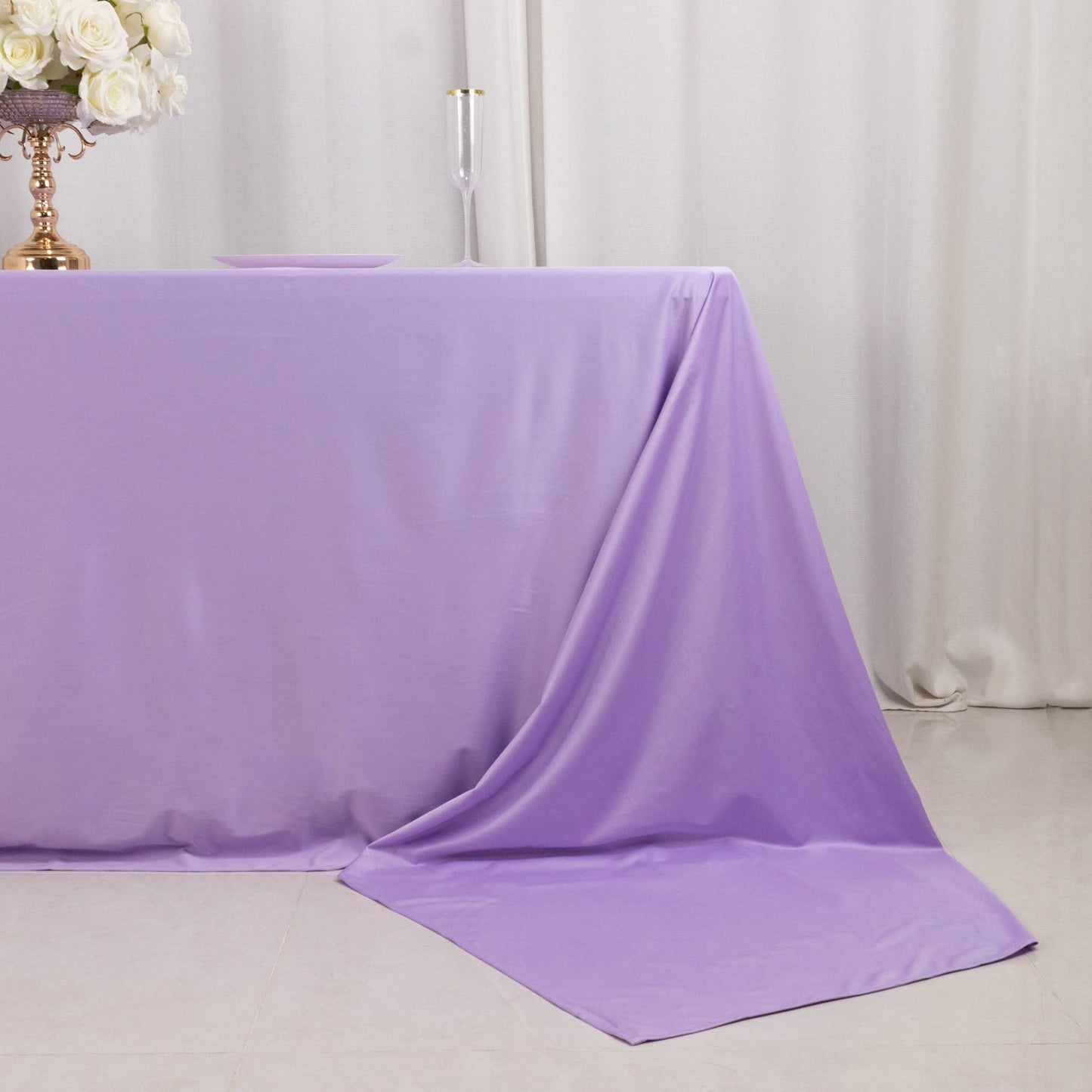 Scuba Rectangular 90"x156" Tablecloth Lavender Lilac - Wrinkle Free, Stain Resistant & Seamless Table Cover