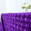 Satin 90"x156" Rectangle Tablecloth Purple - Grandiose 3D Rosette Table Cover with Seamless Finish