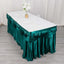 Satin 14ft Table Skirt Peacock Teal - Pleated Double Drape Table Cover
