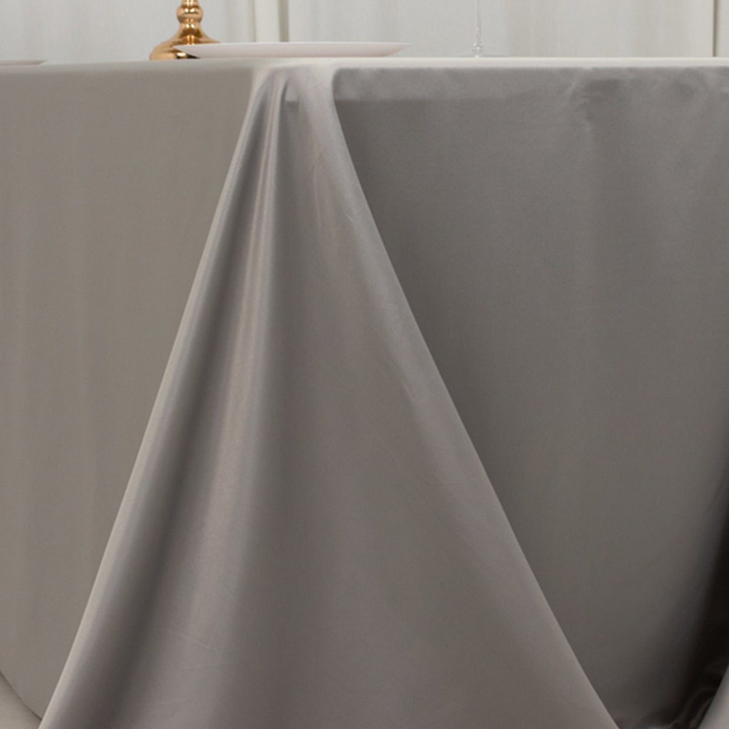 Lamour Satin 90"x132" Rectangle Tablecloth Silver - Soft & Silk-Like Seamless Table Cover