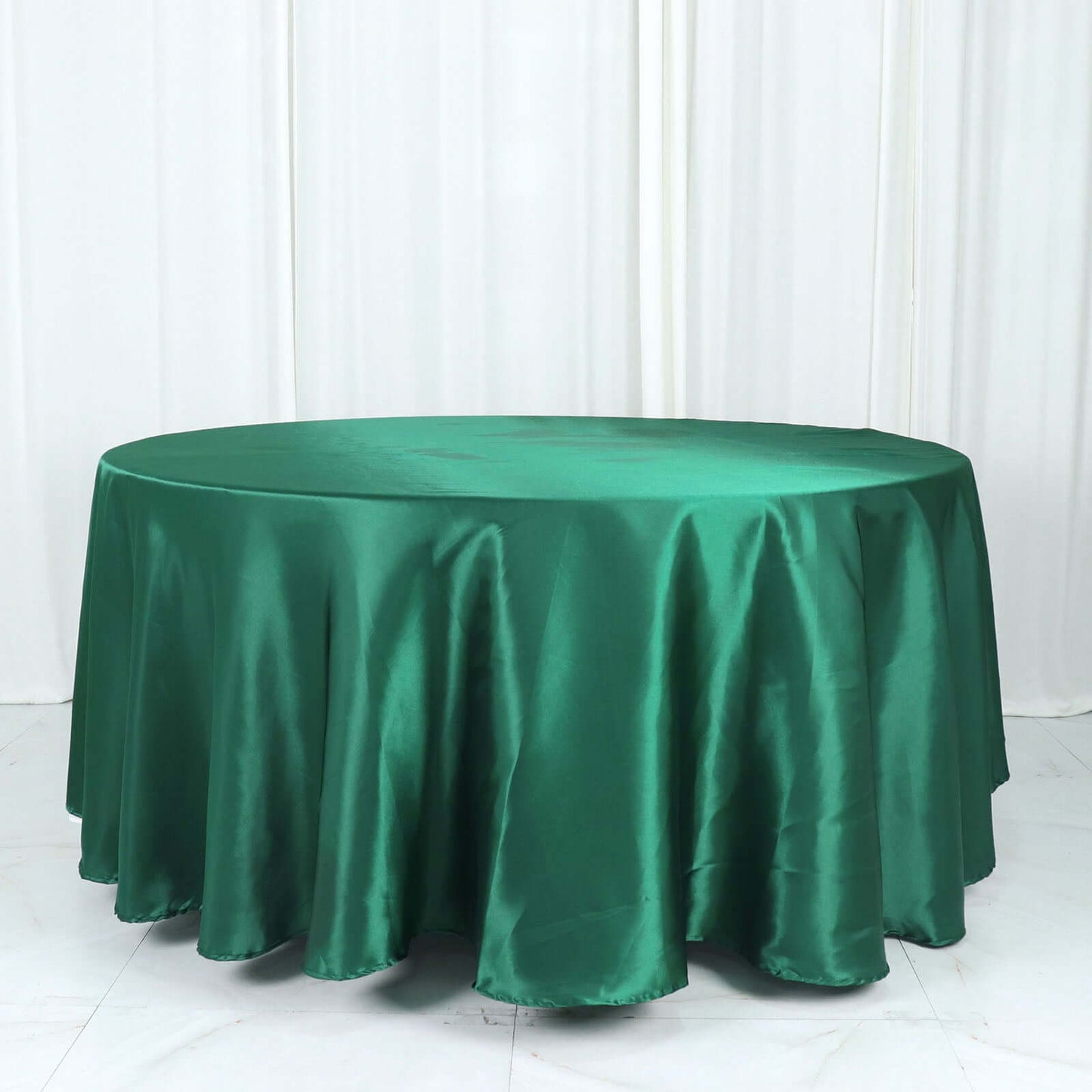 Satin 108" Round Tablecloth Hunter Emerald Green - Smooth and Lustrous Table Cover