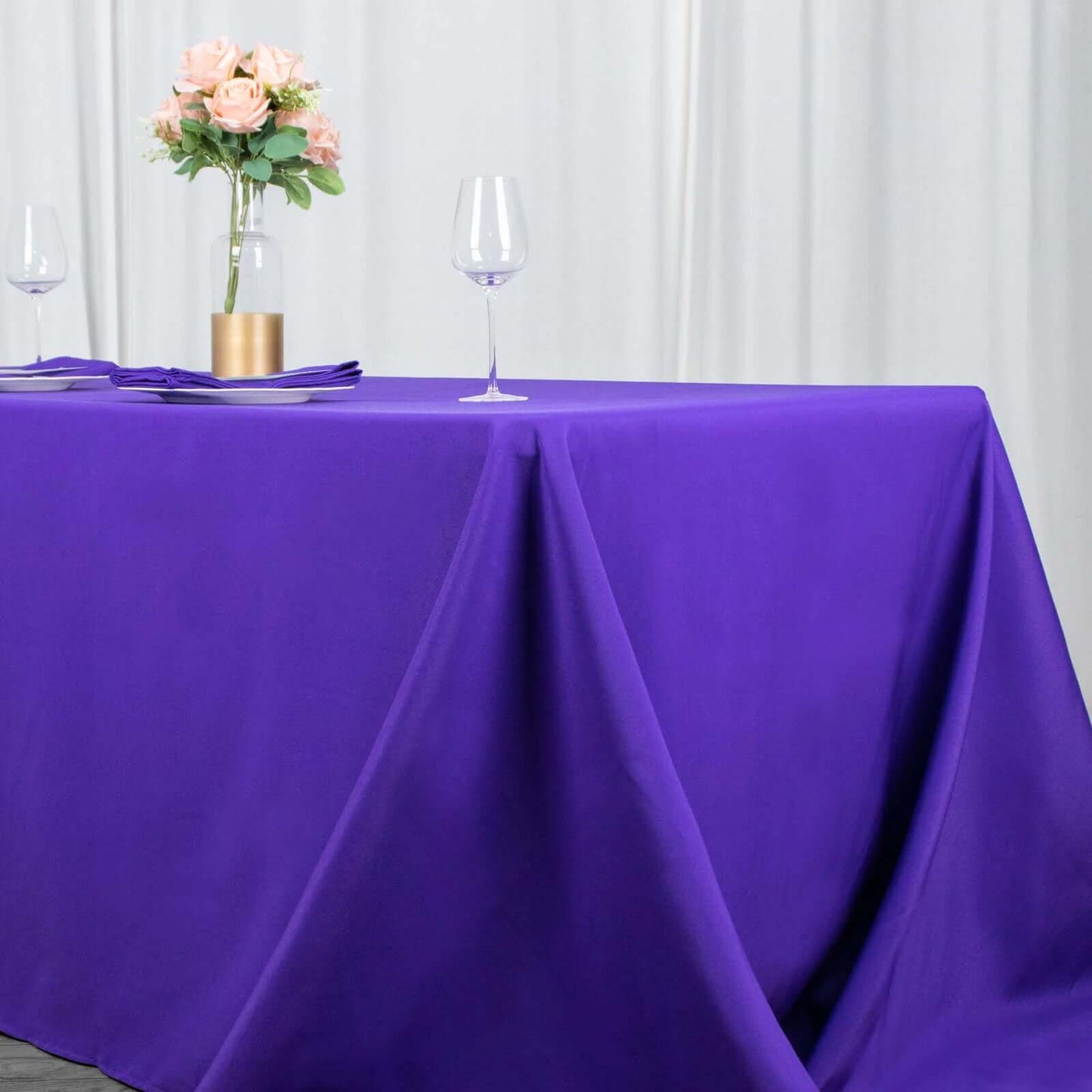 Premium Polyester 90"x156" Rectangle Tablecloth Purple - Seamless 220GSM Stain-Resistant Table Cover