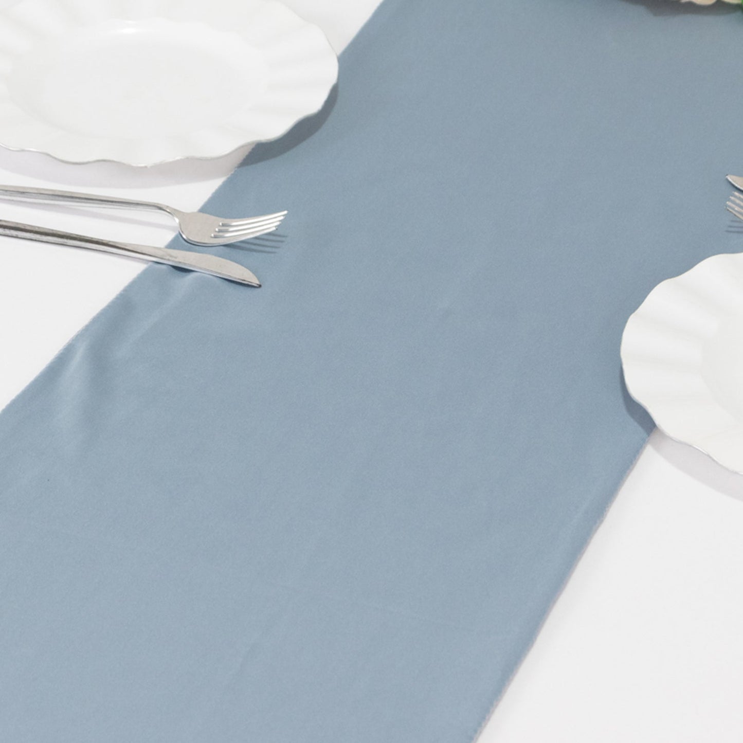 Scuba Polyester 12"x108" Table Runner Dusty Blue - Wrinkle-Free Table Linen