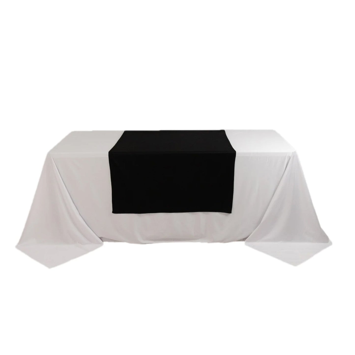 Scuba Polyester 36"x72" Wide Table Runner Black - Wrinkle-Free Trade Show Table Linen
