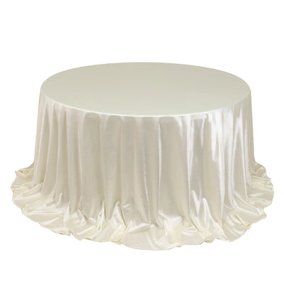 Scuba Round 132" Tablecloth Shimmering Pearl White - Wrinkle Free, Stain Resistant & Seamless Table Cover
