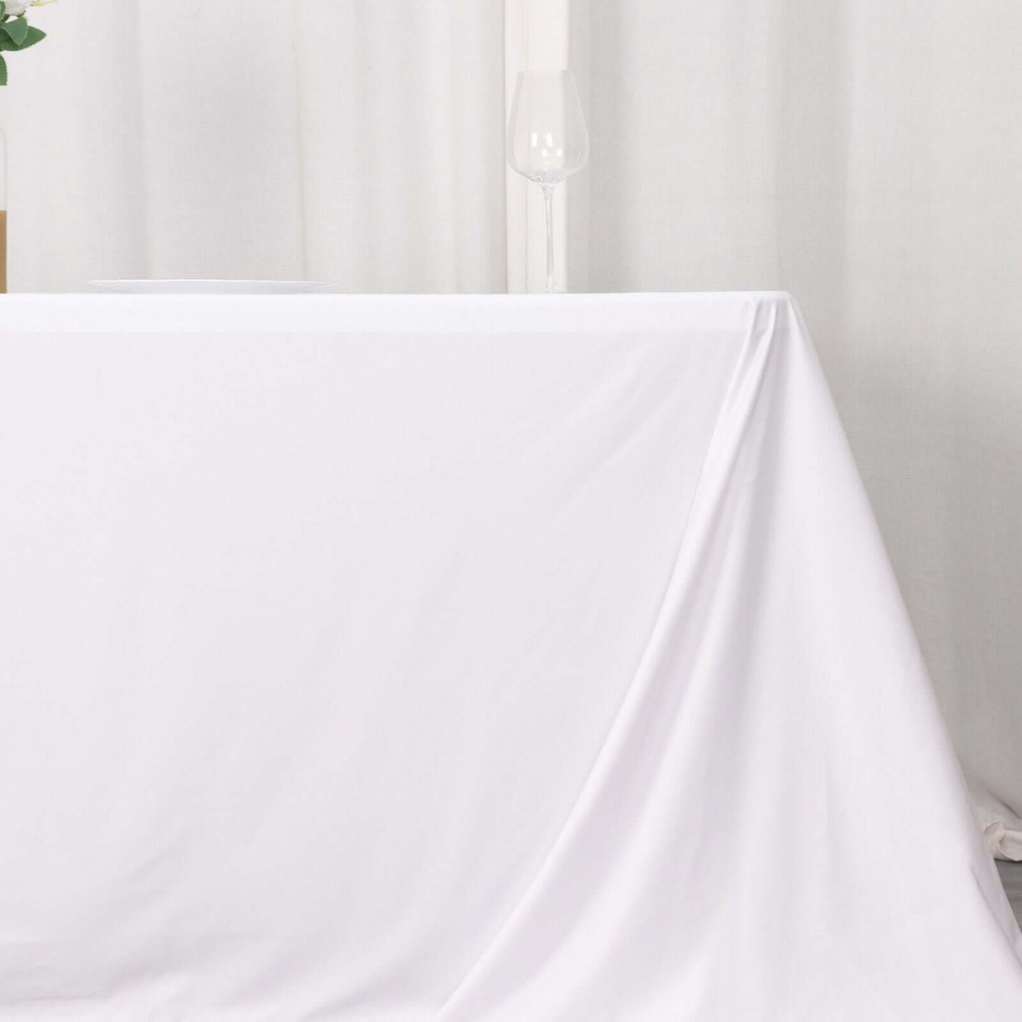 Scuba Rectangular 90"x132" Tablecloth White - Wrinkle Free, Stain Resistant & Seamless Table Cover for Weddings and Parties