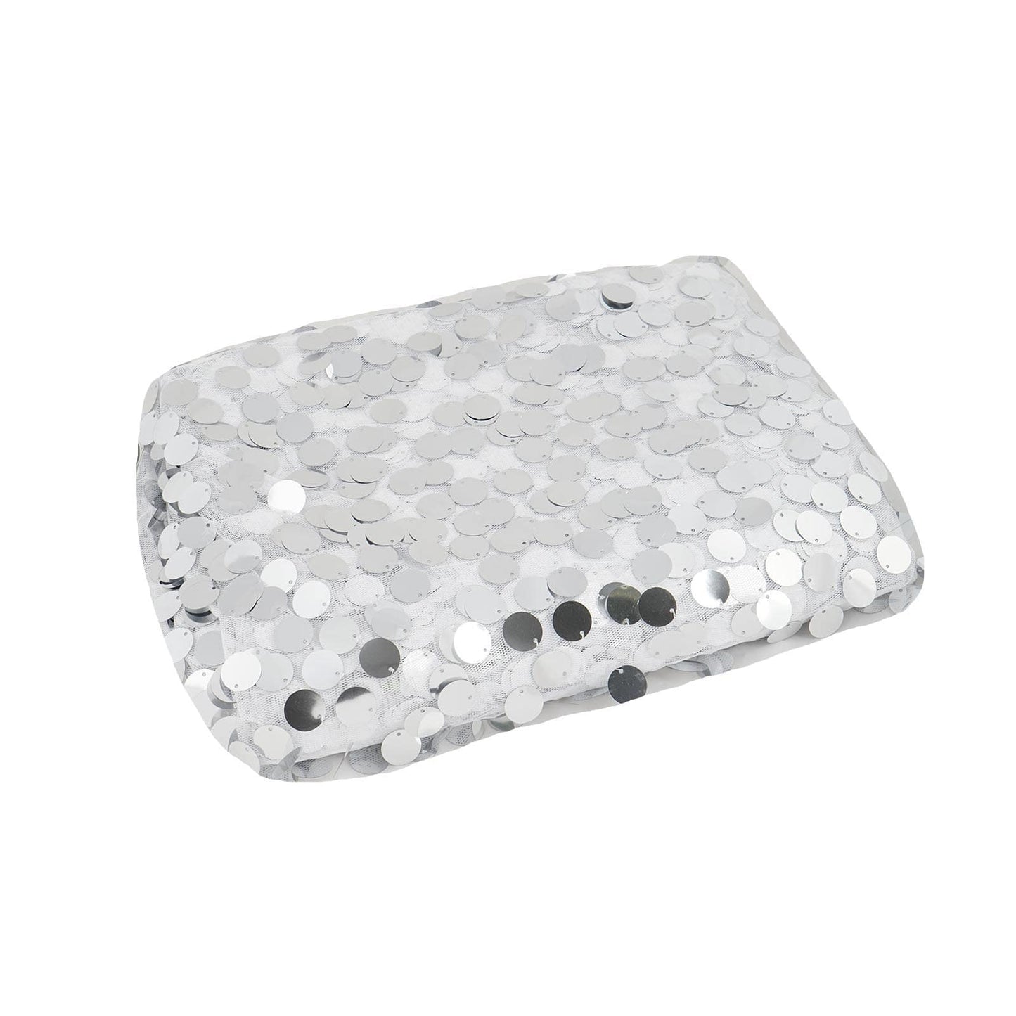 54"x4 Yards Silver Big Payette Sequin Fabric Roll, Mesh Sequin DIY Craft Fabric Bolt