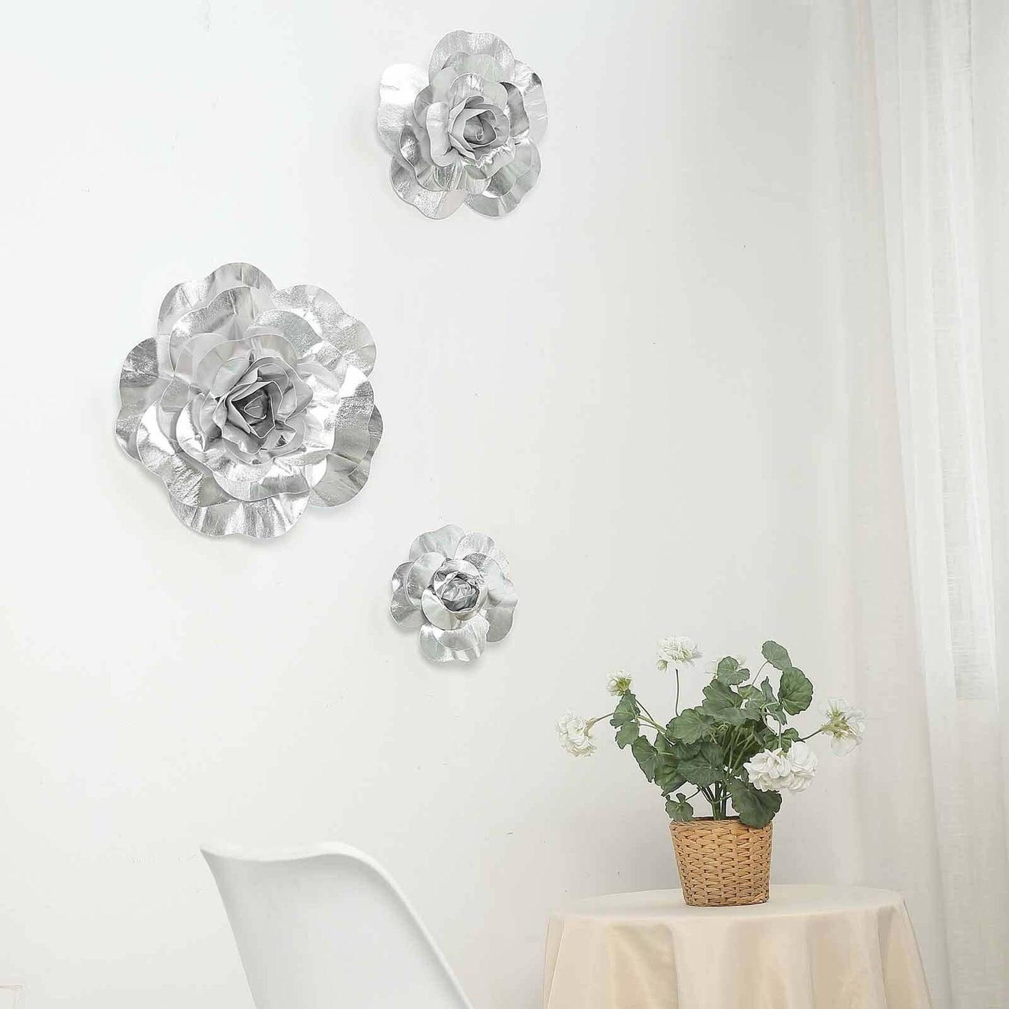 2 Pack 20" Large Silver Real Touch Artificial Foam DIY Craft Roses