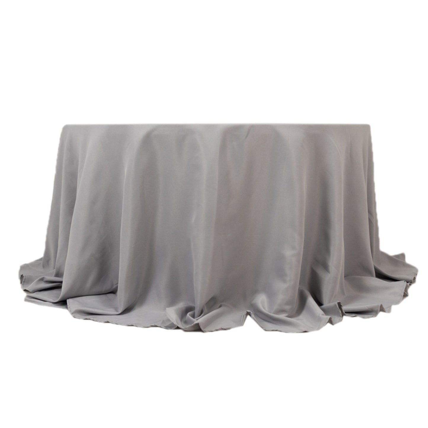 Premium Polyester 132" Round Tablecloth Silver - Seamless 220GSM Wrinkle-Resistant Table Cover