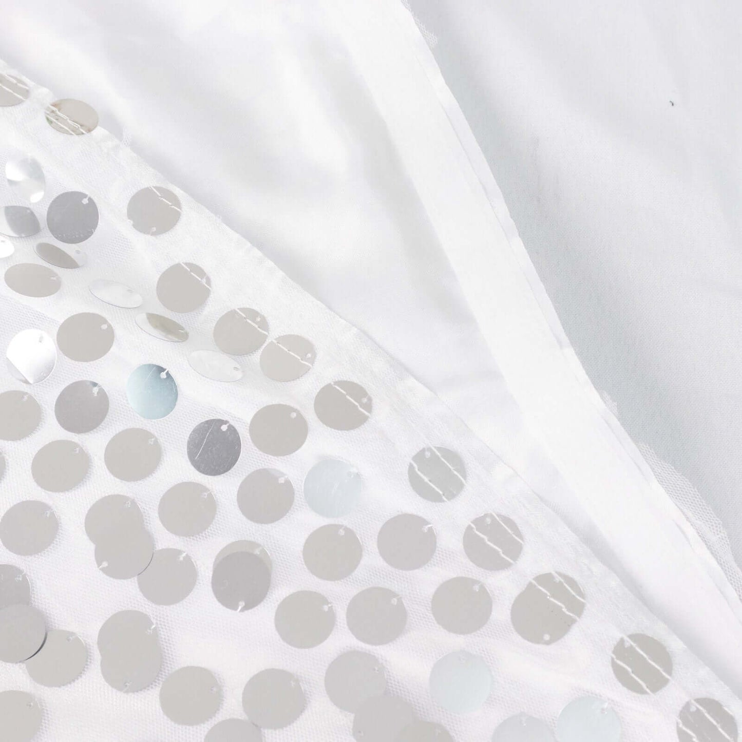 Payette Sequin 21ft Table Skirt Silver - Dual Layered Satin Table Cover