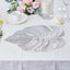 6-Pack Dining Table Mats Monstera Leaf Design Silver - Vinyl Non-Slip Surface for Tropical Themes 18"