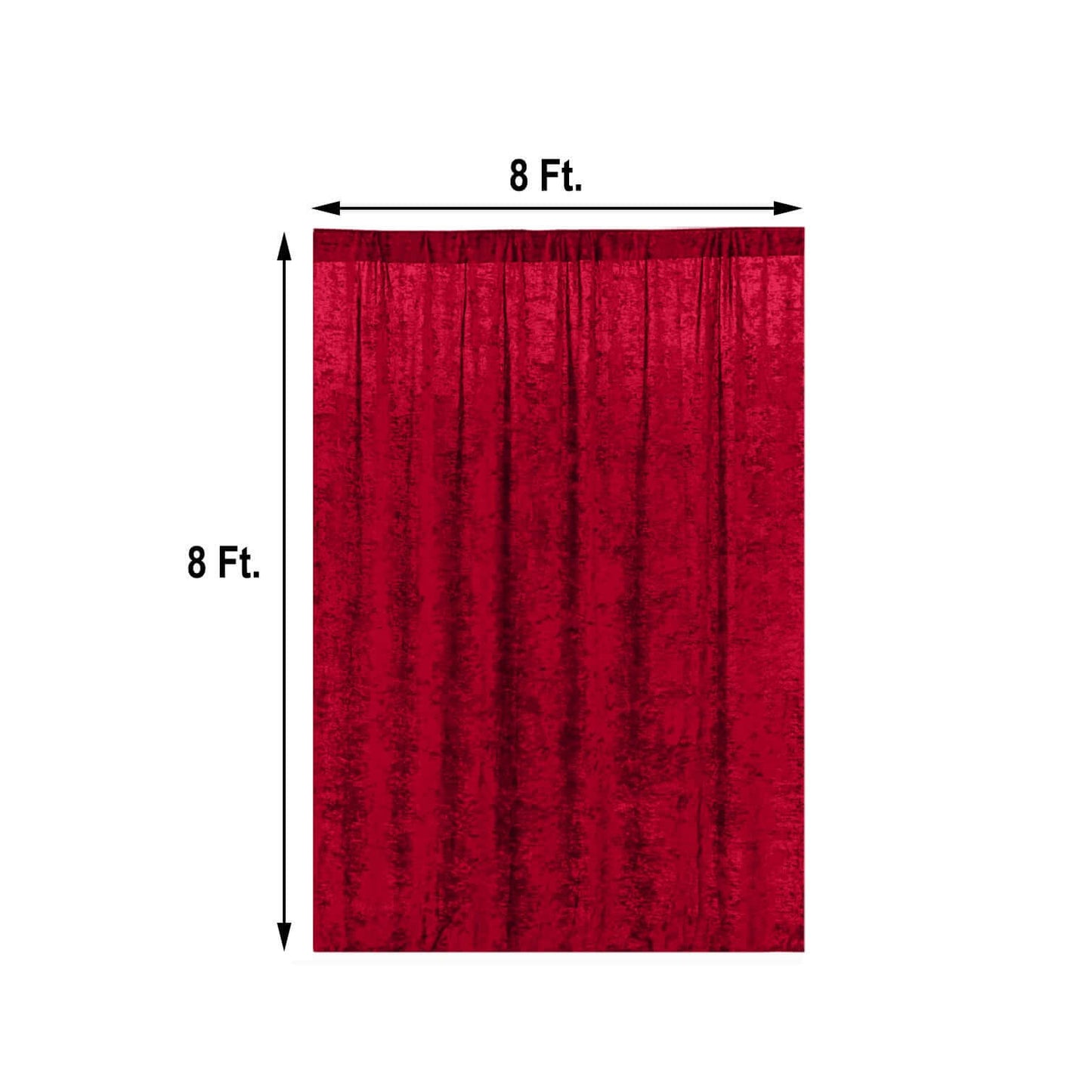 Burgundy Crushed Velvet Backdrop Curtain â€“ 8ft x 8ft Event Drape with Rod Pocket, Privacy Panel for Photo Booths & Events